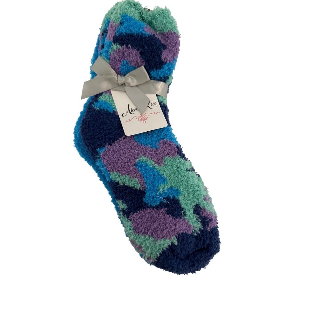 Alexa Rose Women Socks Blue/Green/Purple Fuzzy Cozy CabinCore SET of 3 New w/Tag